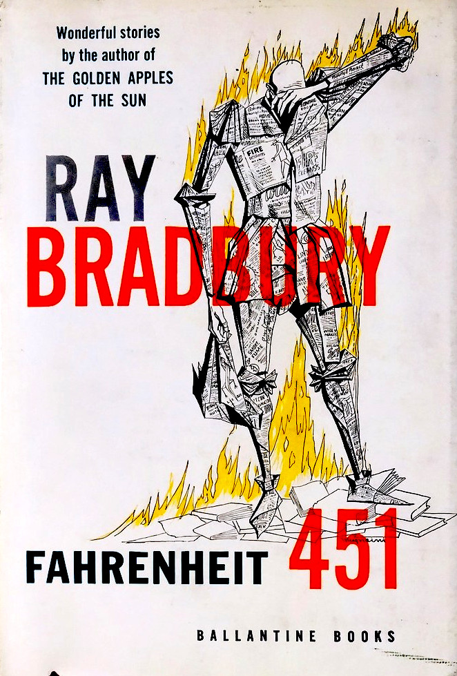 Book cover of Fahrenheit 451.