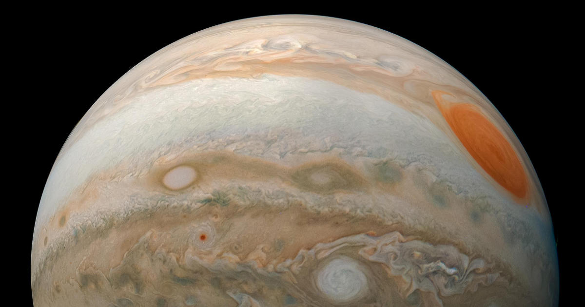 The planet Jupiter as seen by the Juno spacecraft.